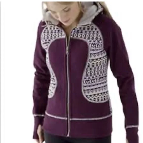 ❤️SOLD❤️Lululemon Special Edition Purple Fair Isle Print Scuba Hoodie Size 6 - Picture 1 of 12